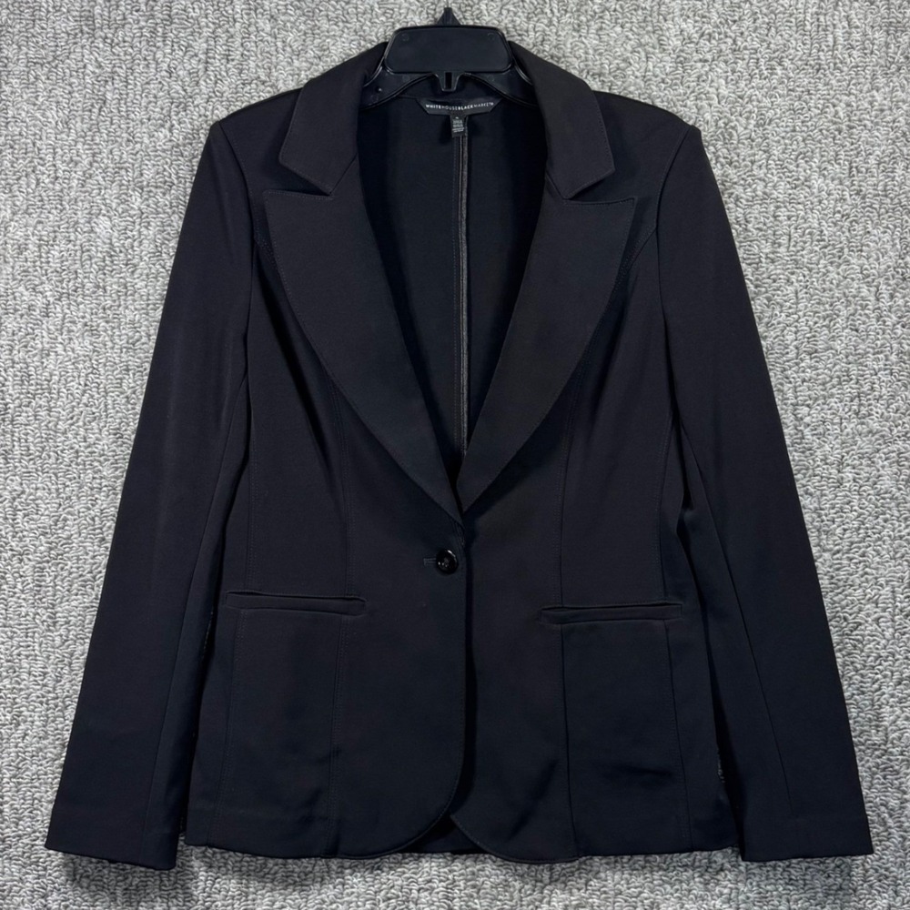 White House Black Market The Essential Blazer Jacket One Button Black Womens 6